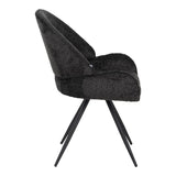 Scaun rotativ Morea, boucle si metal, 68x66x82 cm - Negru
