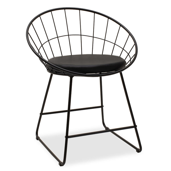Scaun Seth din sârma neagra cu perna din PVC, neagra, 50x58 cm
