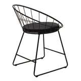 Scaun Seth din sârma neagra cu perna din PVC, neagra, 50x58 cm