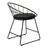 Scaun Seth din sârma neagra cu perna din PVC, neagra, 50x58 cm, imagine suplimentara