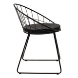 Scaun Seth din sârma neagra cu perna din PVC, neagra, 50x58 cm