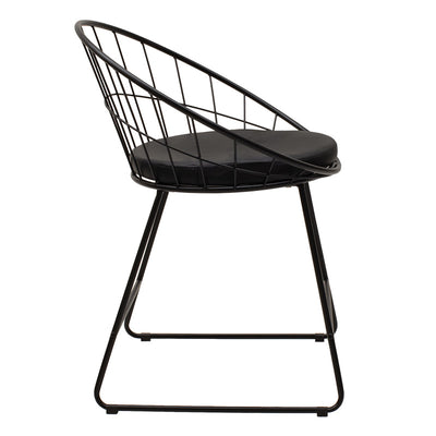 Scaun Seth din sârma neagra cu perna din PVC, neagra, 50x58 cm, detaliu produs