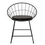 Scaun Seth din sârma neagra cu perna din PVC, neagra, 50x58 cm