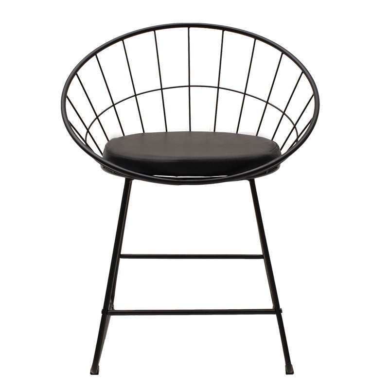 Scaun Seth din sârma neagra cu perna din PVC, neagra, 50x58 cm, perspectiva suplimentara