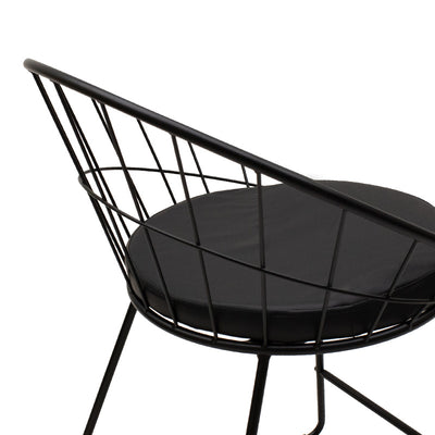 Scaun Seth din sârma neagra cu perna din PVC, neagra, 50x58 cm, foto produs