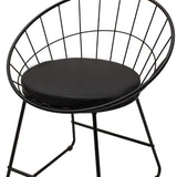 Scaun Seth din sârma neagra cu perna din PVC, neagra, 50x58 cm