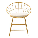Scaun Seth sarma metalica aurie cu perna pvc, alb, 58x50x71 cm