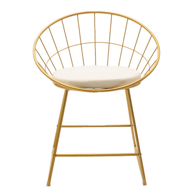 Scaun Seth sarma metalica aurie cu perna pvc, alb, 58x50x71 cm, foto produs