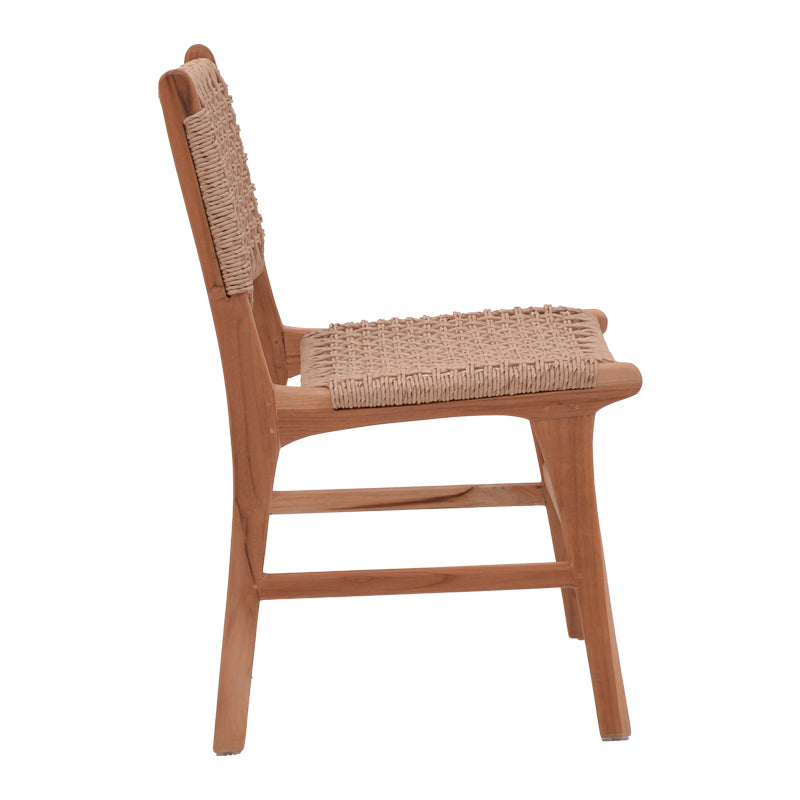 Scaun Sponze schelet din lemn de tec si frânghie pe Natural, 50x58x85 cm, detaliu produs