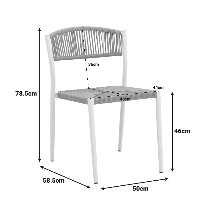 Scaun exterior Cura, aluminiu si ratan, 50x58x78 cm - Negru