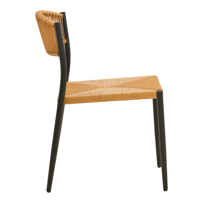 Scaun exterior Cura, aluminiu si ratan, 50x58x78 cm - Negru