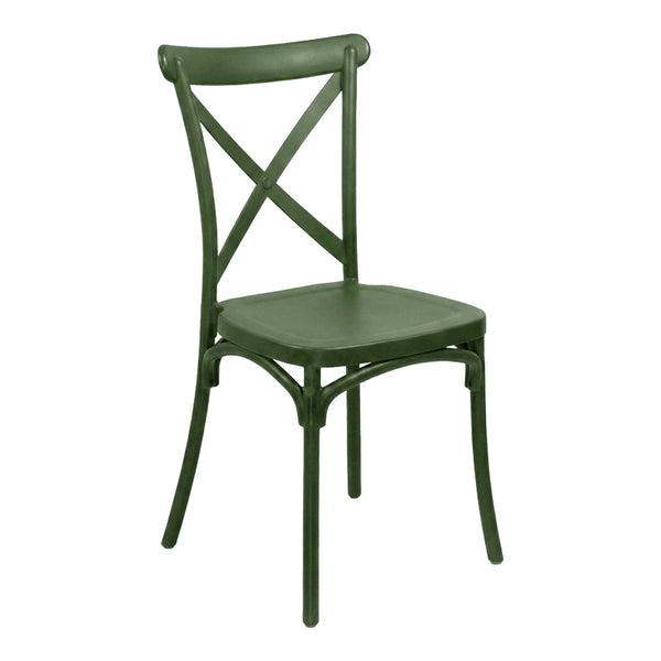 Scaun stivuibil Crossie, Polipropilenă, Verde Închis, 38x46x82 cm