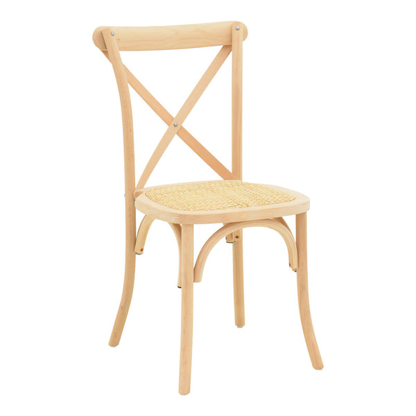 Scaun stivuibil cu șezut ratan Dylon, lemn fag neted, 48x52x89 cm
