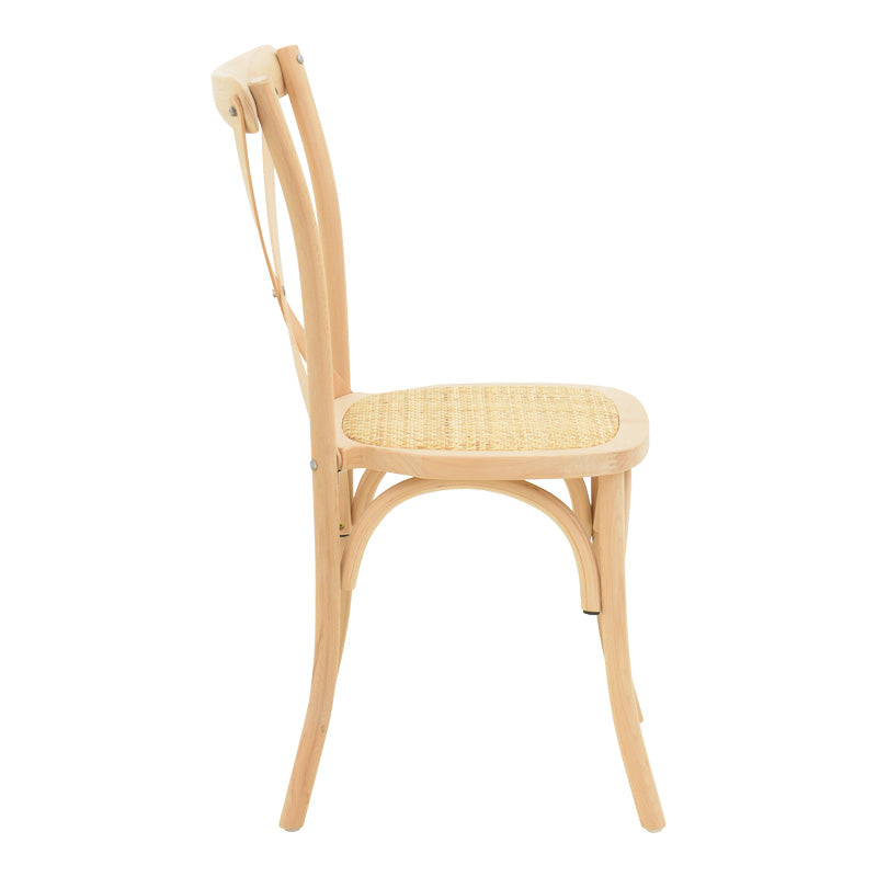 Scaun stivuibil cu șezut ratan Dylon, lemn fag neted, 48x52x89 cm