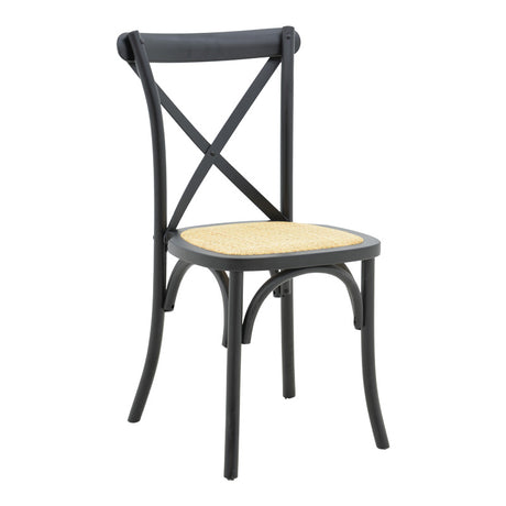 Scaun stivuibil Dylon negru, lemn de fag-scaun din ratan, Natural, 48x52x89 cm