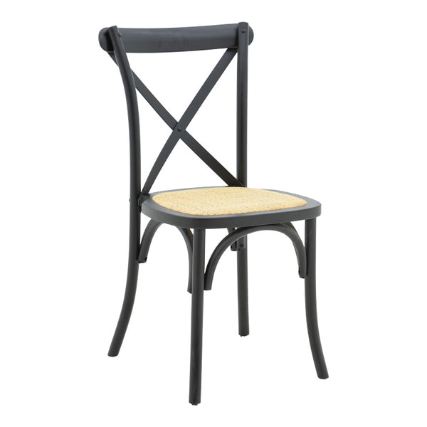 Scaun stivuibil Dylon negru, lemn de fag-scaun din ratan, Natural, 48x52x89 cm