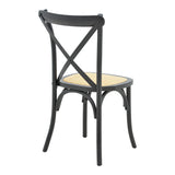 Scaun stivuibil Dylon negru, lemn de fag-scaun din ratan, Natural, 48x52x89 cm