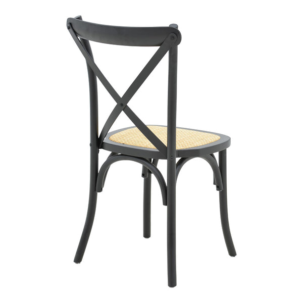 Scaun stivuibil Dylon negru, lemn de fag-scaun din ratan, Natural, 48x52x89 cm