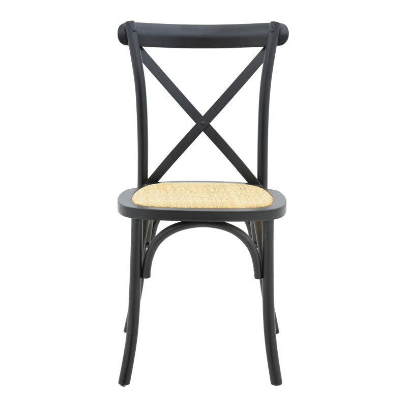Scaun stivuibil Dylon negru, lemn de fag-scaun din ratan, Natural, 48x52x89 cm