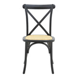 Scaun stivuibil Dylon negru, lemn de fag-scaun din ratan, Natural, 48x52x89 cm
