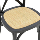 Scaun stivuibil Dylon negru, lemn de fag-scaun din ratan, Natural, 48x52x89 cm