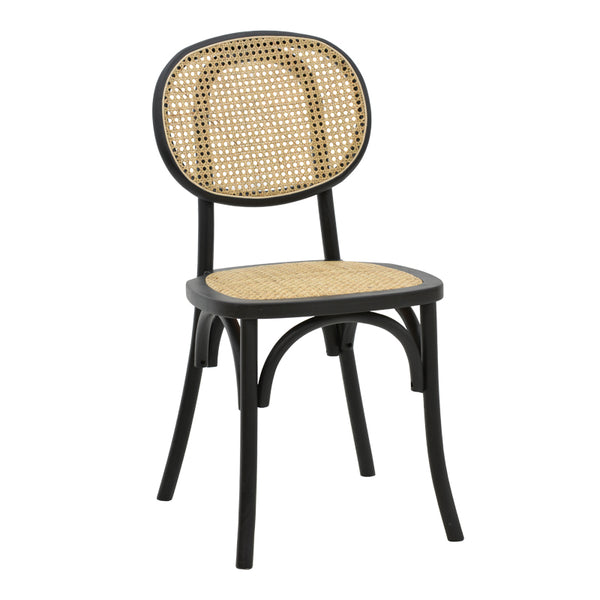 Scaun stivuibil Zoel lemn de fag negru-ratan, Natural, 45x52x82 cm