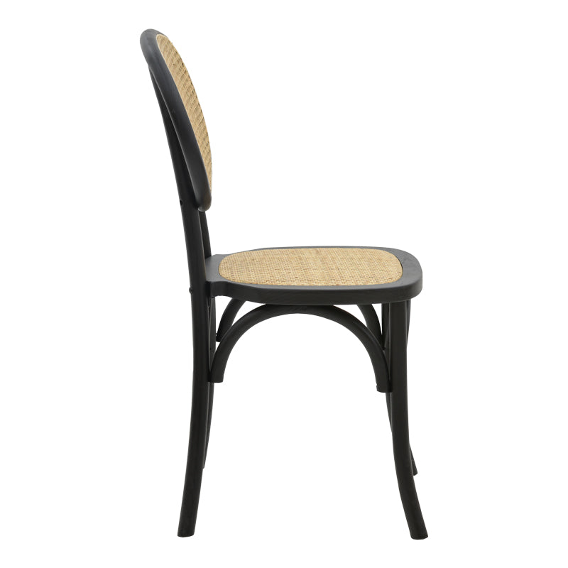 Scaun stivuibil Zoel lemn de fag negru-ratan, Natural, 45x52x82 cm