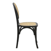 Scaun stivuibil Zoel lemn de fag negru-ratan, Natural, 45x52x82 cm, detaliu produs