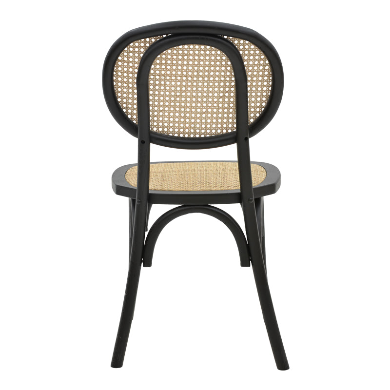 Scaun stivuibil Zoel lemn de fag negru-ratan, Natural, 45x52x82 cm