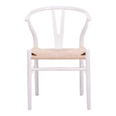Scaun tip Wishbone, lemn de arbore de cauciuc și frânghie, alb, 53x57x74 cm, foto produs