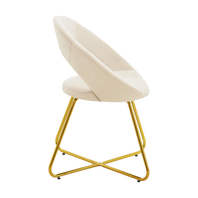 Scaun Valentina, catifea si metal, 65x60x82 cm - Bej