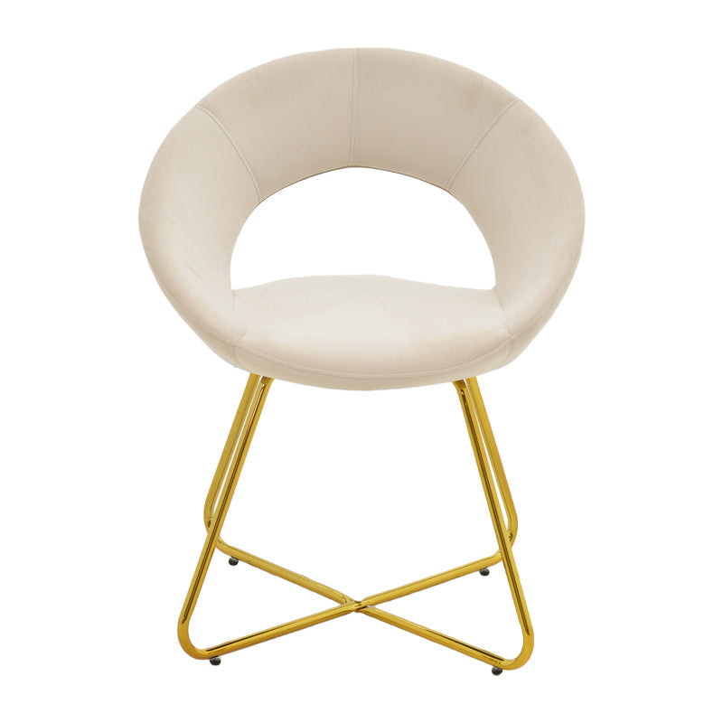 Scaun Valentina, catifea si metal, 65x60x82 cm - Bej