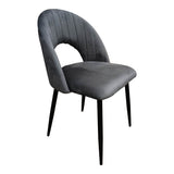 Scaun Velur Antacit Lovingo, Picioare metal Negru, Velur, 50x47x85 cm