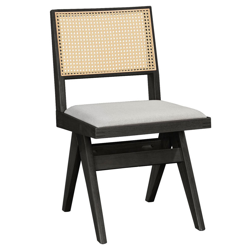 Scaun Winslow din negru, rachita de PVC, material rachita-cârpa, Gri, 56x47 cm - Gri