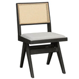 Scaun Winslow din negru, rachita de PVC, material rachita-cârpa, Gri, 56x47 cm - Gri