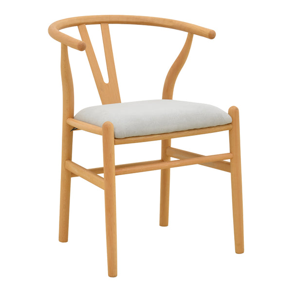 Scaun Wishbone, Lemn rubberwood si stofa, 51x58x73 cm