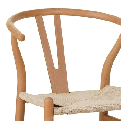 Scaun Wishbone rubberwood-rope, Natural, 60x51x80 cm, foto produs 6