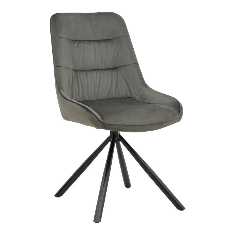 Scaun Wori Gri inchis catifea-metal picior, negru, 48x56x82 cm