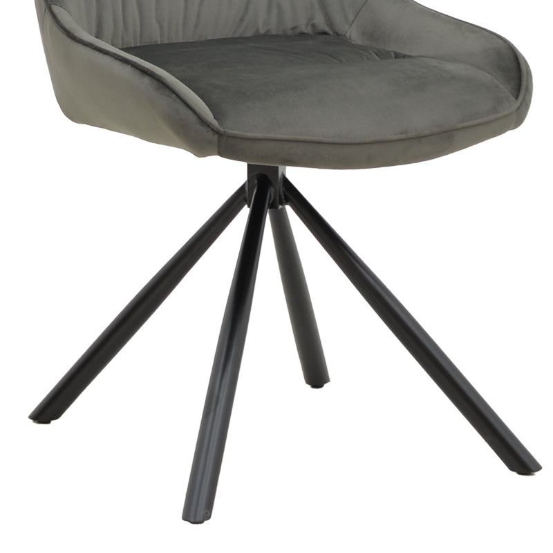 Scaun Wori Gri inchis catifea-metal picior, negru, 48x56x82 cm