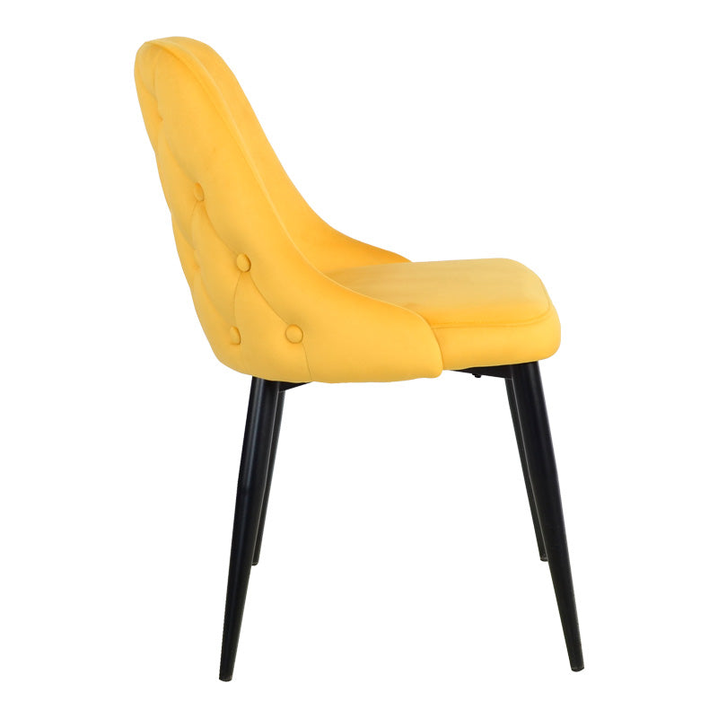 Scaun Zedna, Catifea, galbena, 51x58x84 cm - Negru