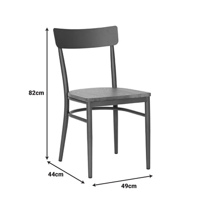Scaun Zerca, Gri Închis, Structura Lemn de Cauciuc, Natural, 49x44x82 cm, imagine suplimentara