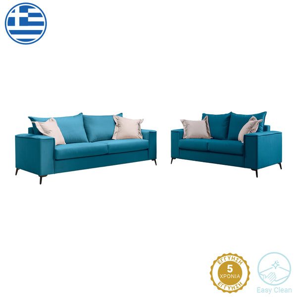 Set 2 canapele cu 2 locuri Verona x2, Albastru, 225x93x100 cm