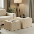 Set 2 masute de cafea Coffina din MDF, efect travertin, imagine principală, MDF, lemn, PP, pentru living
