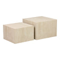Set 2 masute de cafea Coffina din MDF, efect travertin, vedere frontală, MDF, lemn, PP, pentru living