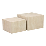 Set 2 masute de cafea Coffina din MDF, efect travertin, 58x58x40 cm