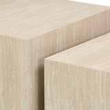 Set 2 masute de cafea Coffina din MDF, efect travertin, 58x58x40 cm