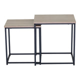 Set 2 masute de cafea din MDF, efect marmura neagra, cadru metalic, negru, 40x40x50 cm
