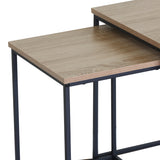 Set 2 masute de cafea din MDF, efect marmura neagra, cadru metalic, negru, 40x40x50 cm