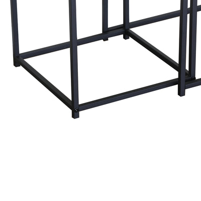 Set 2 masute de cafea din MDF, efect marmura neagra, cadru metalic negru, detaliu finisaj, MDF, metal, pentru living