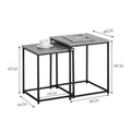 Set 2 masute de cafea din MDF, efect marmura neagra, cadru metalic negru, prezentare produs, MDF, metal, pentru living